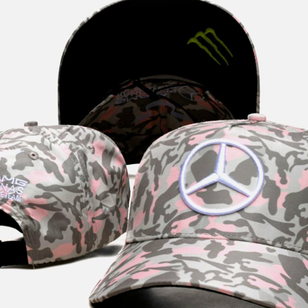 AMG Petronas F1 Racing Pink and Gray Camo Baseball Cap. Factory 2nd.